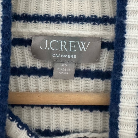 J. Crew Ribbed Cashmere Turtleneck Sweater Pullover Stripe Knit Classic Prep XS - Picture 11 of 12